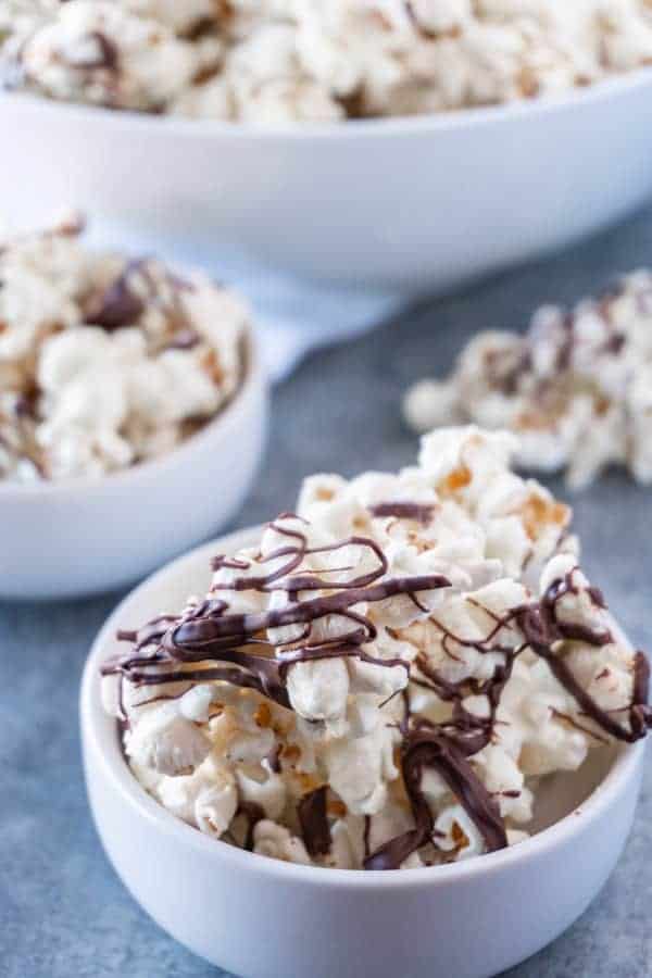 chocolate drizzled popcorn