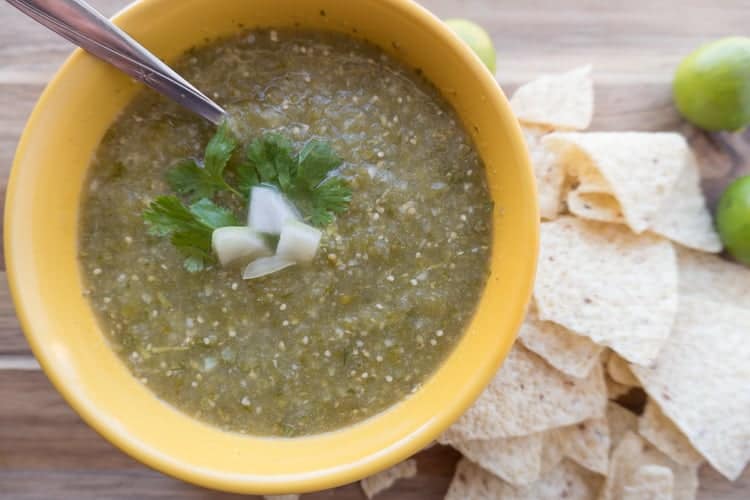 Chicken Tacos with Easy Tomatillo Salsa