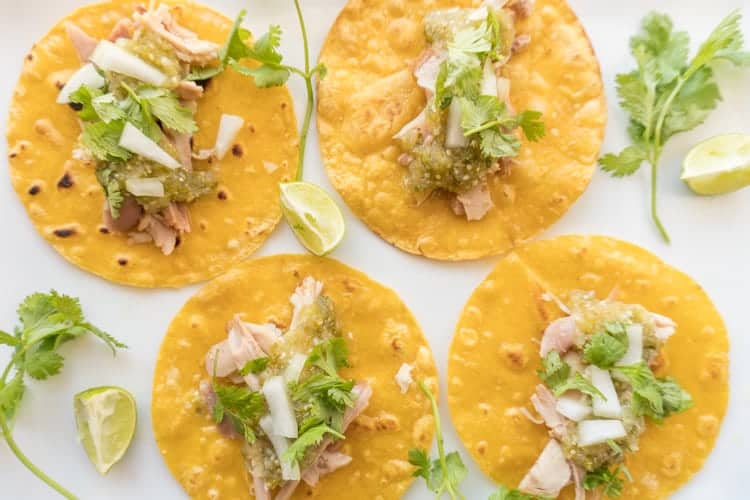 Chicken Tacos with Easy Tomatillo Salsa