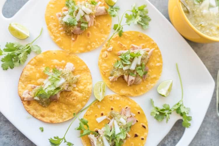 Chicken Tacos with Easy Tomatillo Salsa