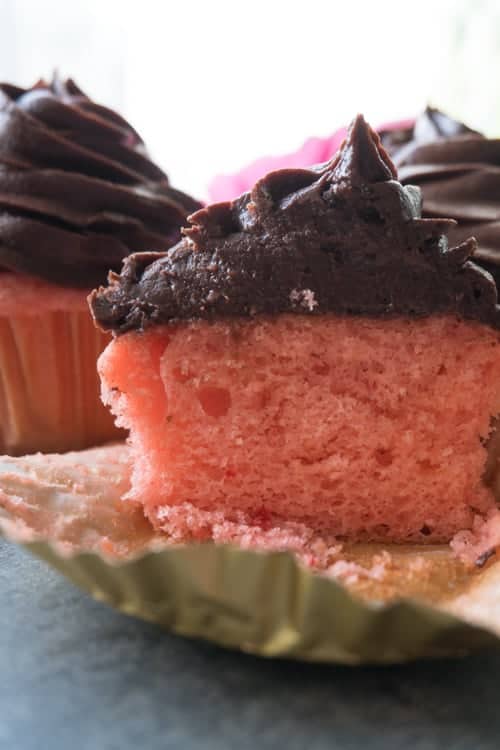 Strawberry Cupcake with Chocolate Frosting