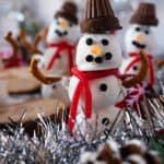 A festive Snowman Dessert Truffle that is delicious and cute! #atablefullofjoy #snowman #snowmen #christmas #christmasdessert #holiday