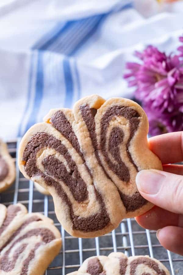 Butterfly Cookies -These tasty peanut butter and chocolate sugar cookies are fun to make and great for Spring! These butterfly cookies are a delicious spin on a classic sugar cookie recipe! #peantunbuttercookie #atablefullofjoy #sugarcookie #butterflycookie #forkids #babyshower #easy #simple #tutorial