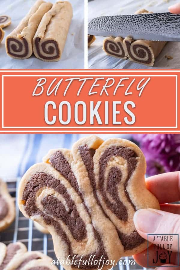 Butterfly Cookies -These tasty peanut butter and chocolate sugar cookies are fun to make and great for Spring! These butterfly cookies are a delicious spin on a classic sugar cookie recipe! #peantunbuttercookie #atablefullofjoy #sugarcookie #butterflycookie #forkids #babyshower #easy #simple #tutorial