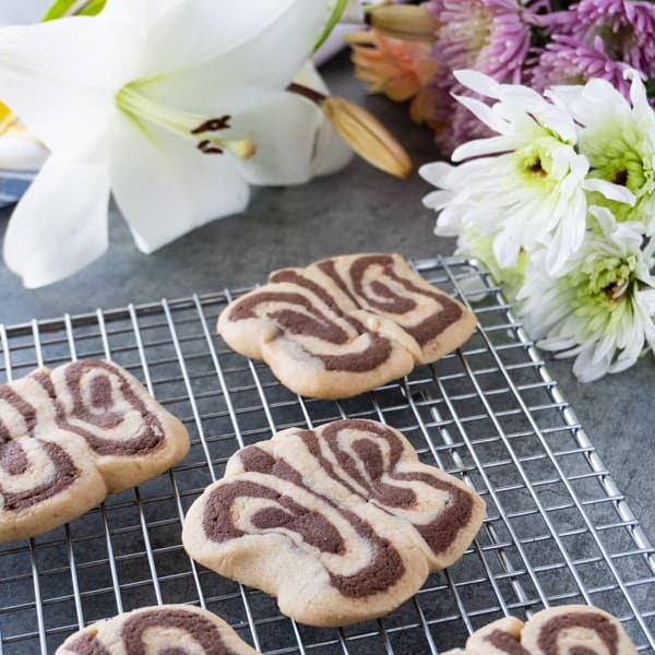 Butterfly Cookies -These tasty peanut butter and chocolate sugar cookies are fun to make and great for Spring! These butterfly cookies are a delicious spin on a classic sugar cookie recipe! #peantunbuttercookie #atablefullofjoy #sugarcookie #butterflycookie #forkids #babyshower #easy #simple #tutorial