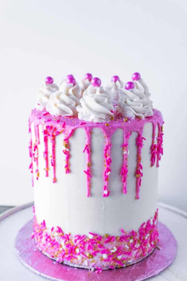 Pretty Pink Birthday Cake Stock Photo - Alamy