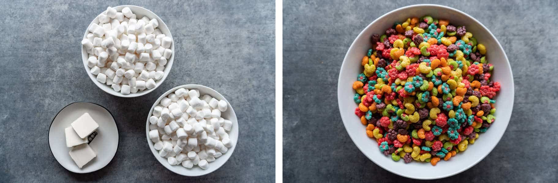 Ingredients- marshmallows, butter, trix cereal