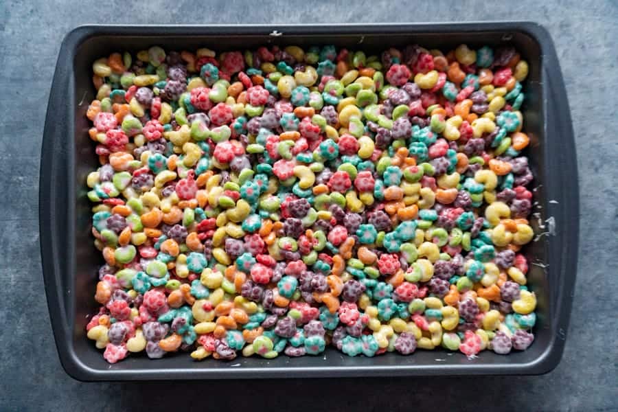 Trix Cereal Bars in pan not cut