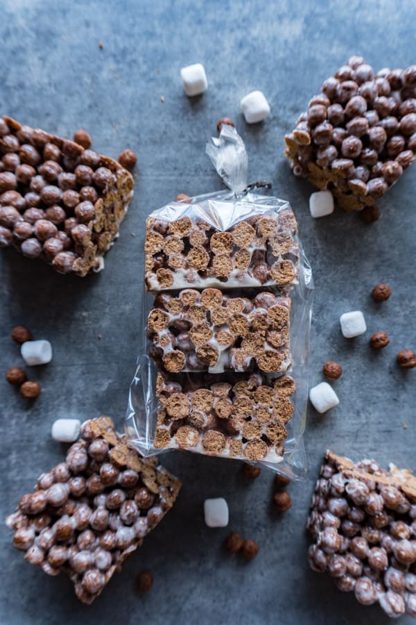 Cocoa Puff Cereal Bars in clear baggie