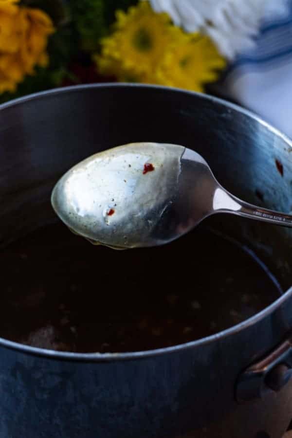 Asian Dipping Sauce Coating the back of a spoon