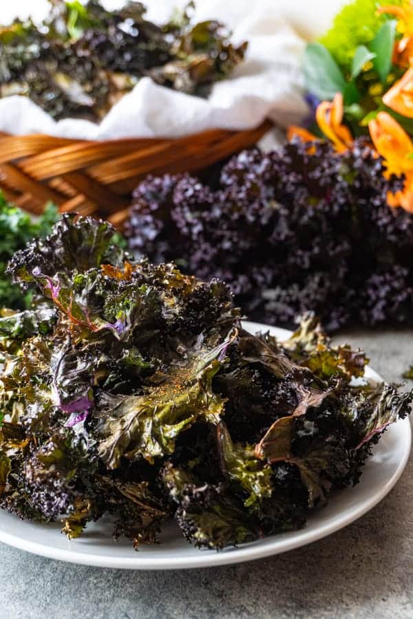 Baked Kale Chips on plate