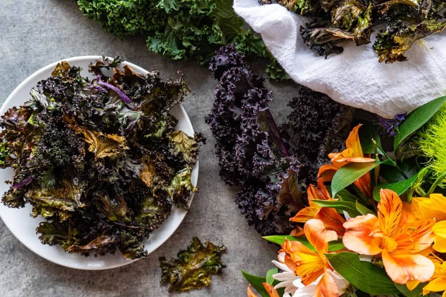 Baked Kale Chips top down vies