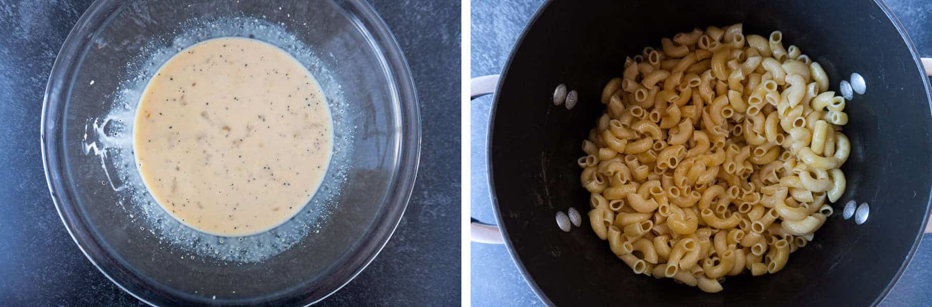 Butter sauce and cooked/buttered noodles