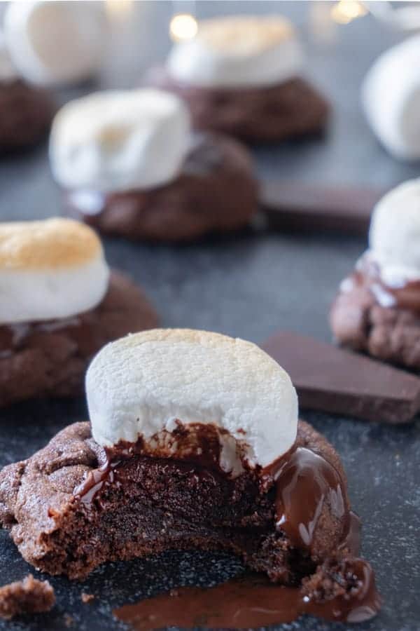 Hot Cocoa Cookie with fudgey center shown