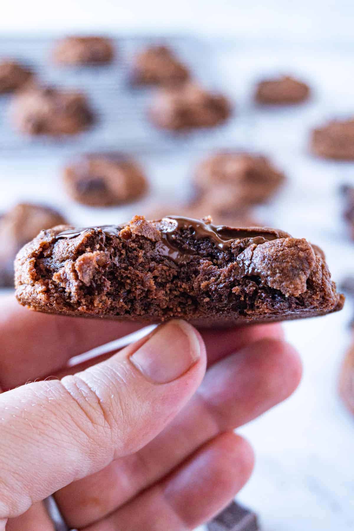 Chewy Chocolate Cookie with bite taken out